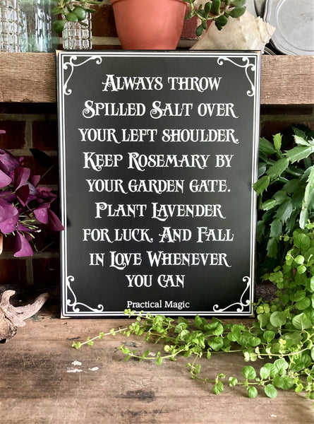 Salt, Rosemary, Lavender and Love Magical Wood Sign Practical Magic White w/ Gray Lettering