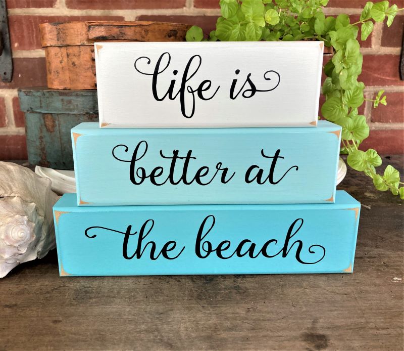 Life is Better at the Beach Stacking Blocks
