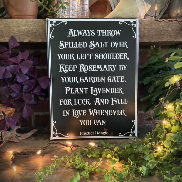 plant lavender by the garden gate Salt, Rosemary, Lavender and Love Magical Wood Sign Practical Magic White w/ Gray Lettering