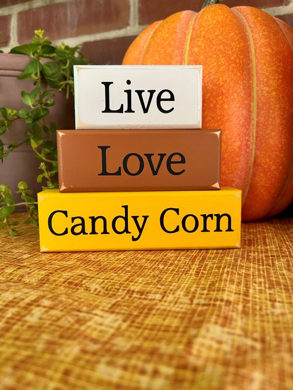Live Love Candy Corn Mini Blocks