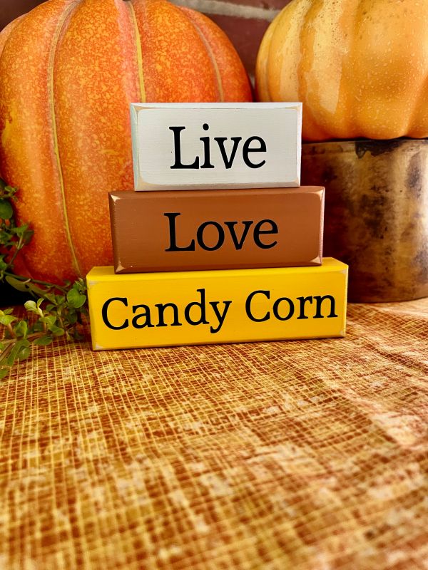 Live Love Candy Corn Mini Blocks