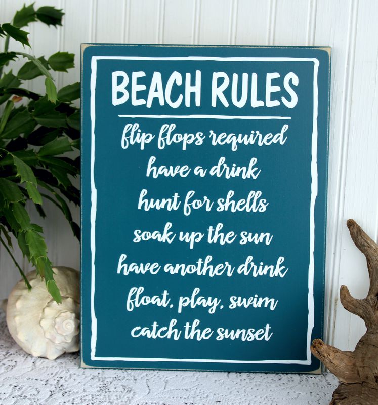 Simple Beach Rules Beach Rules Custom Wood Sign for Vacation Home Fun – Country Workshop