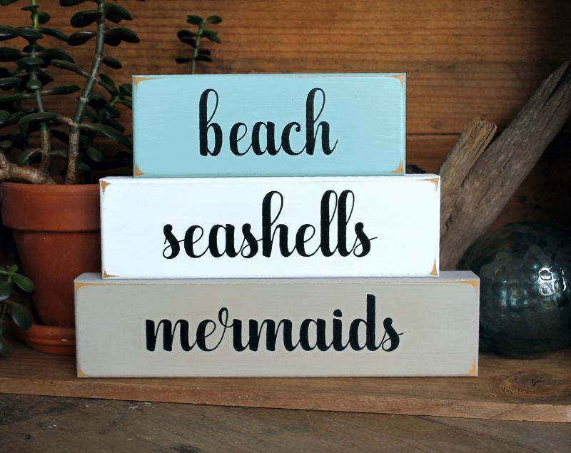 beach seashells mermaids stacking blocks