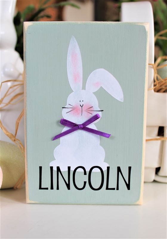 Easter Bunny Name Sign Block