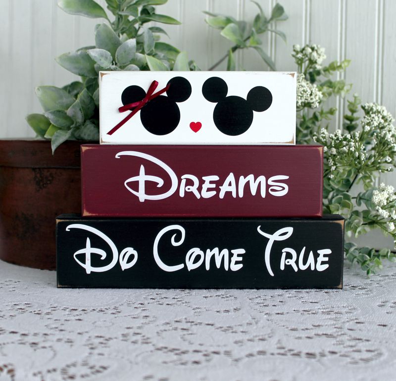 Dreams Do Come True Stacking blocks to display on a shelf or mantel.