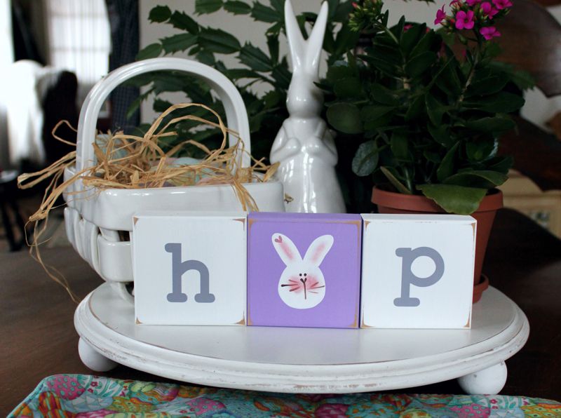 Bunny Hop Set of 3 Blocks Easter