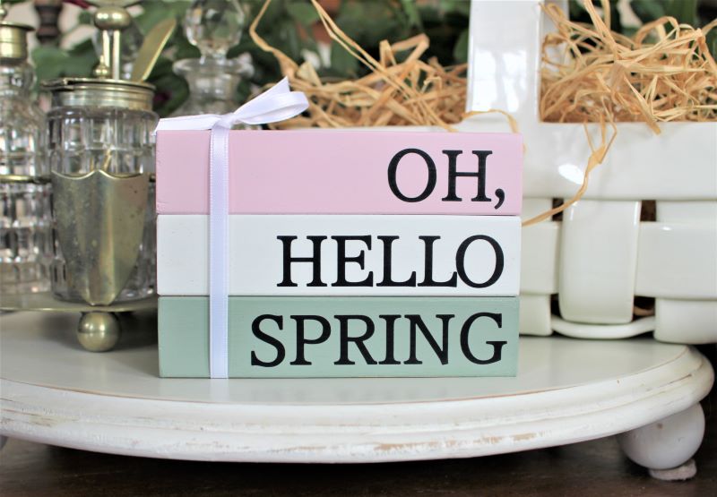 Hello Spring Block Decor Oh Hello Spring Block Stack Set of 3 for Springtime Decorating Faux ...