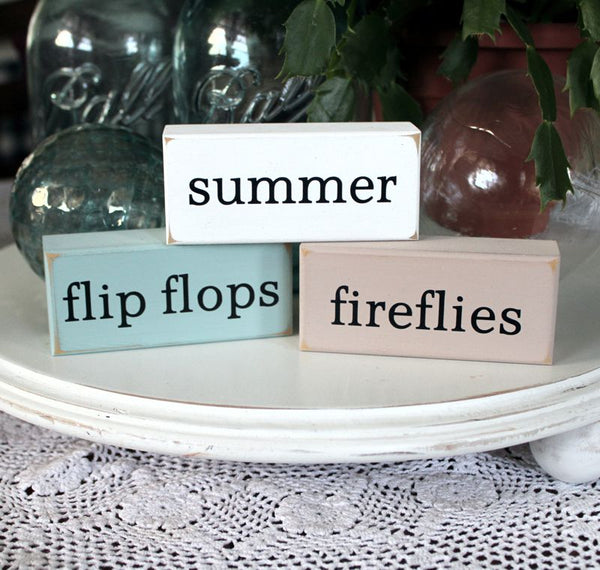 Summer Flip Flops Fireflies Mini Blocks For Tiered Tray Decor Summer ...